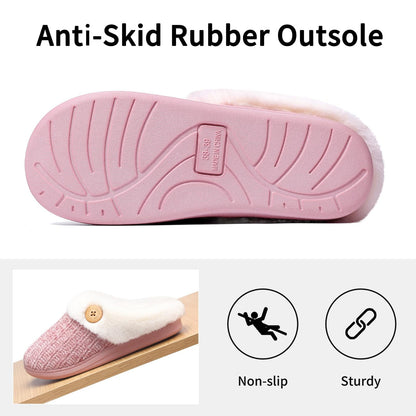 Litfun Fuzzy Slippers for Women Chenille Knit Fleece Slippers Memory Foam House Shoes