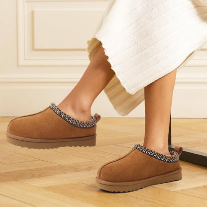 Litfun Fuzzy Slippers for Women Genuine Suede Fluffy Winter House Slipper House Shoes
