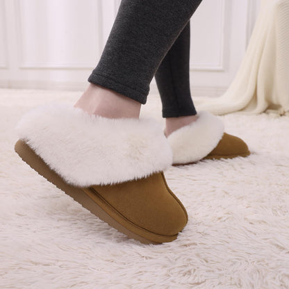 Litfun Fuzzy Memory Foam House Slippers for Women Fluffy Suede Slippers with Faux Fur