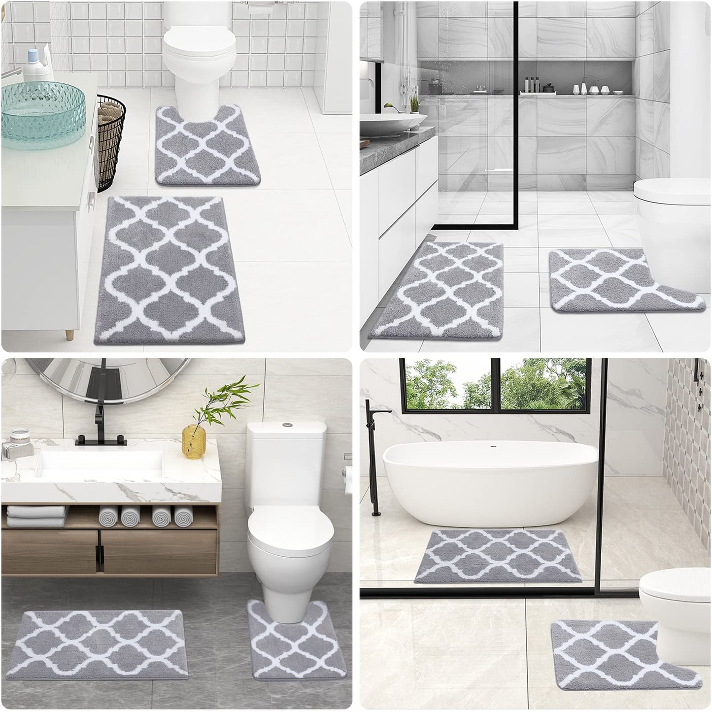 Buganda Microfiber Bathroom Rugs Set 2 Piece