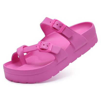 Litfun Slides for Women Thick Soles Slide Sandals with Arch Support Adjustable Buckle Platform Sandals