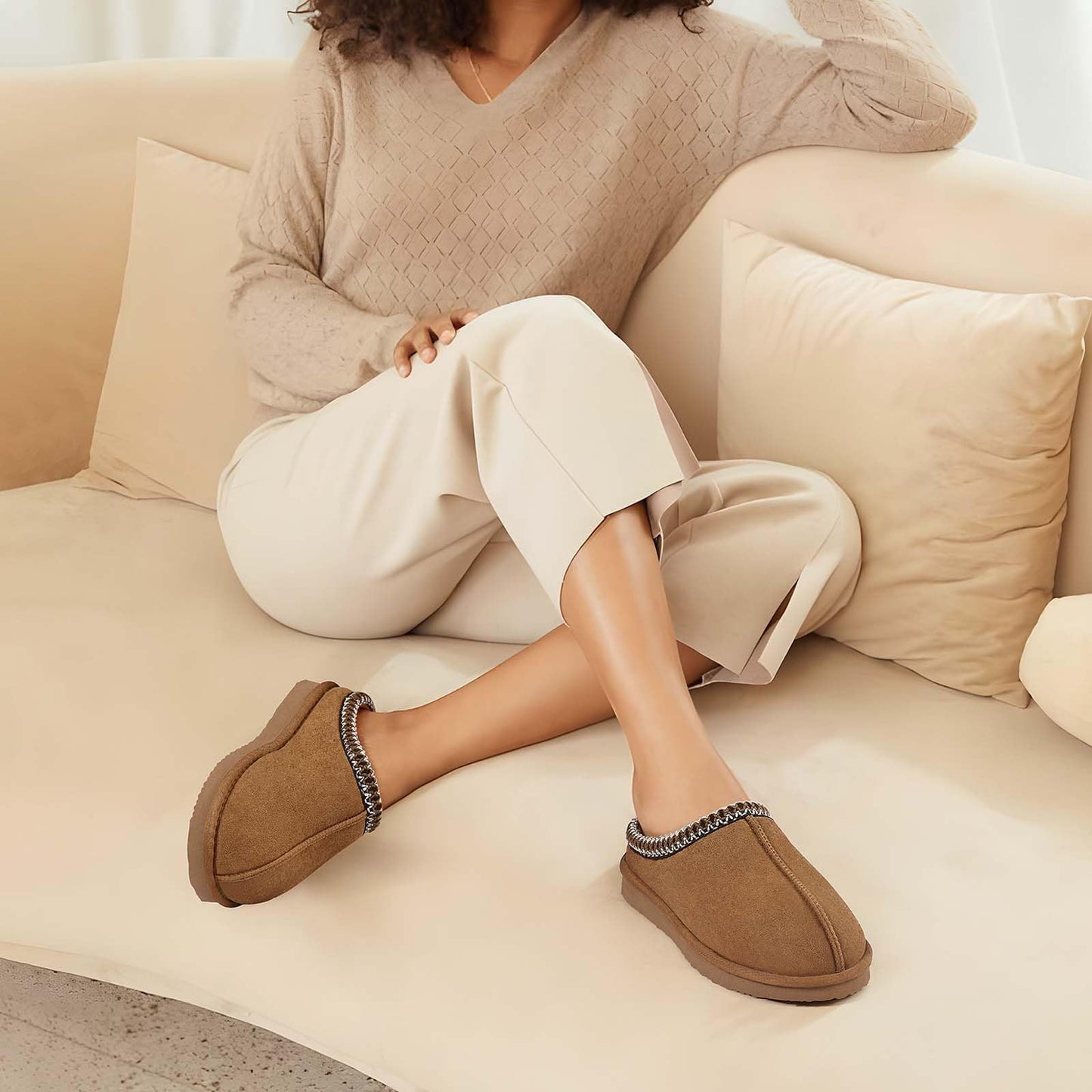 Litfun Memory Foam Slippers for Women Men Cozy Warm House Shoes Indoor and Outdoor