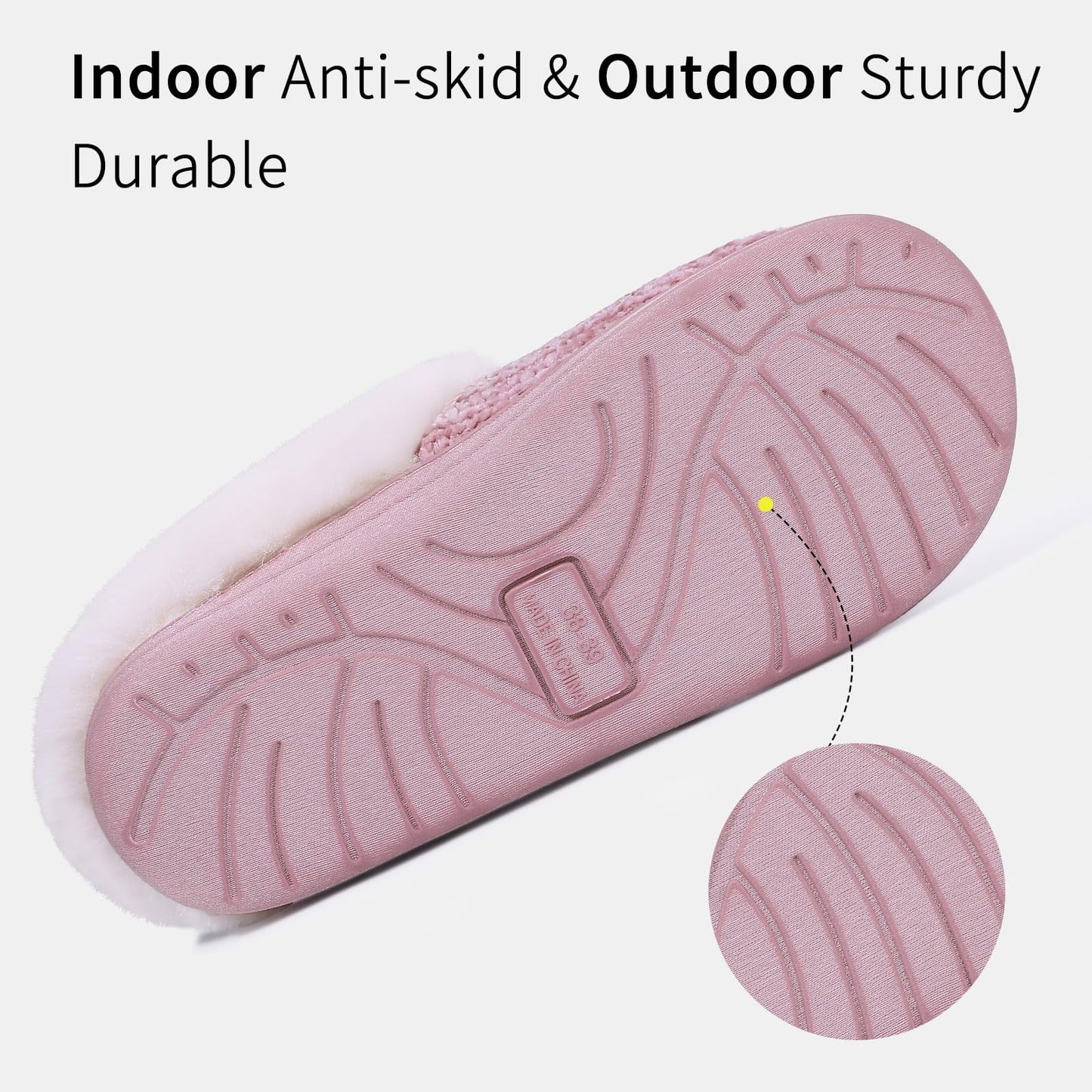 Litfun Fuzzy Slippers for Women Chenille Knit Fleece Slippers Memory Foam House Shoes