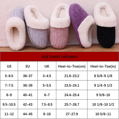 Litfun Fuzzy Slippers for Women Chenille Knit Fleece Slippers Memory Foam House Shoes