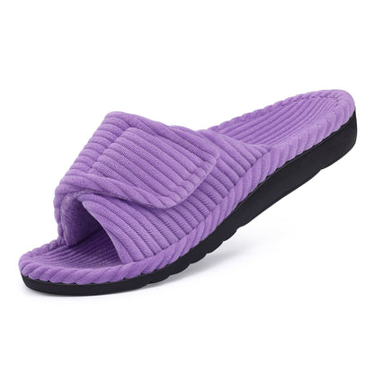 Litfun Orthotic Slippers for Women Adjustable Corduroy House Slippers Arch Support Slippers