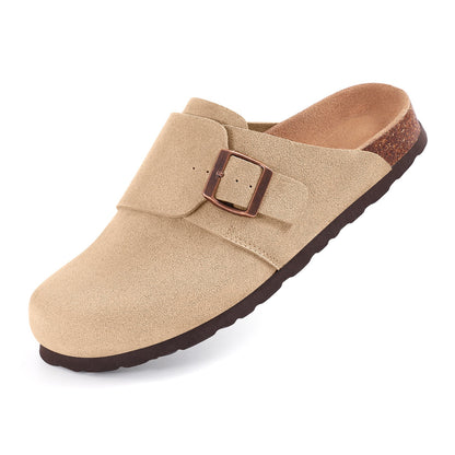 Litfun Suede Clogs for Women Cork Footbed Sandals Arch Support  Adjustable Buckle Shoes