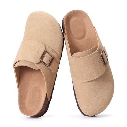 Litfun Suede Clogs for Women Cork Footbed Sandals Arch Support  Adjustable Buckle Shoes