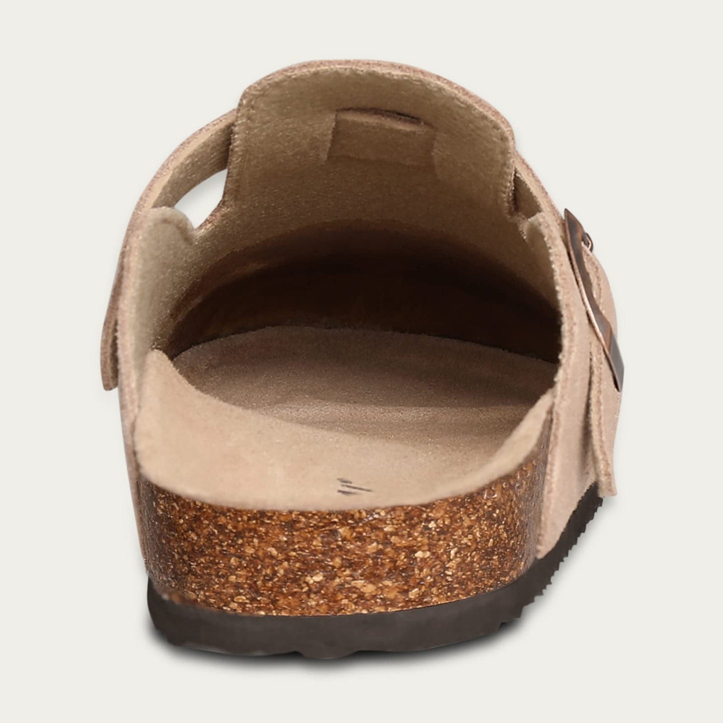 Litfun Women's Suede Clogs Leather Mules Cork Footbed Sandals  with Adjustable Buckle