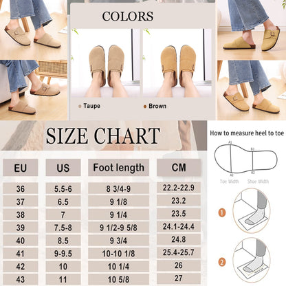 Litfun Suede Clogs for Women Cork Footbed Sandals Arch Support  Adjustable Buckle Shoes
