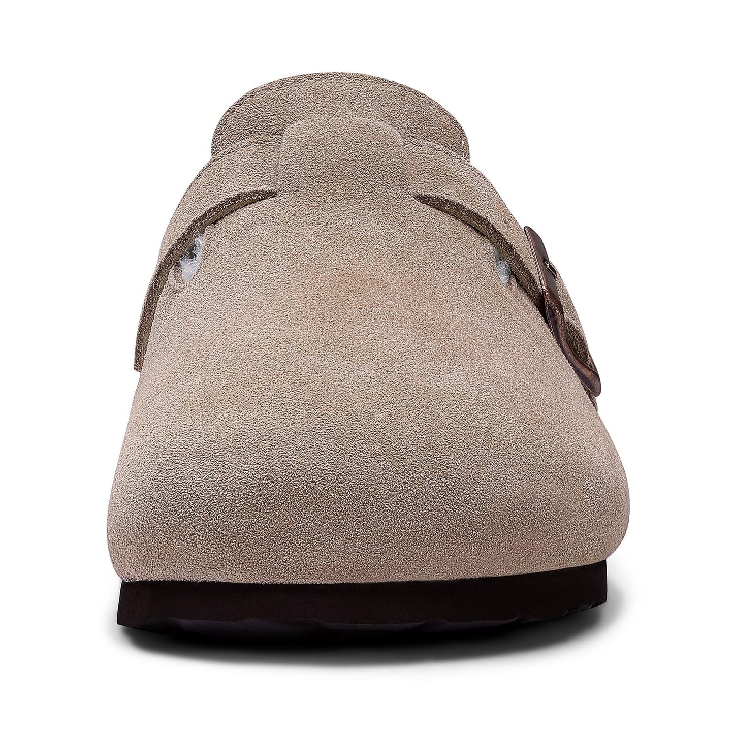 Litfun Women's Faux Fur Lined Suede Clogs Fuzzy Cork Footbed Mules Slip On Winter Shoes
