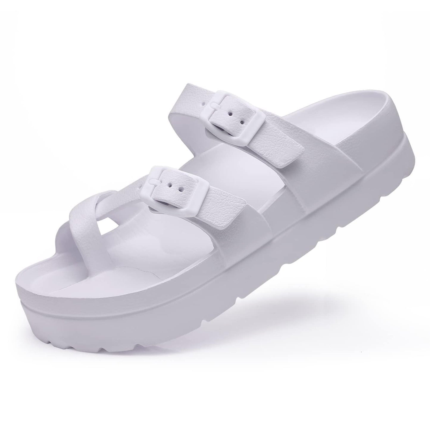 Litfun Slides for Women Thick Soles Slide Sandals with Arch Support Adjustable Buckle Platform Sandals