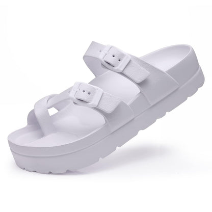 Litfun Slides for Women Thick Soles Slide Sandals with Arch Support Adjustable Buckle Platform Sandals