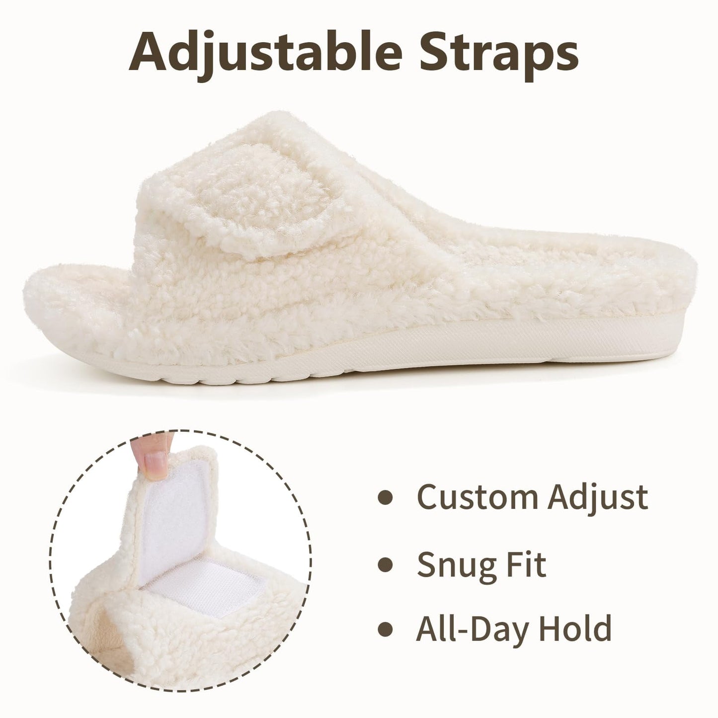 Litfun Women's Fuzzy Orthopedic Slippers with Arch Support Open Toe House Shoes