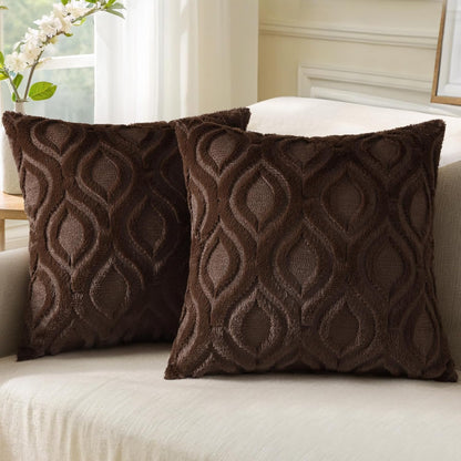 Smile Bee  Soft Plush Faux Wool Decorative Pillow Covers Set of 2