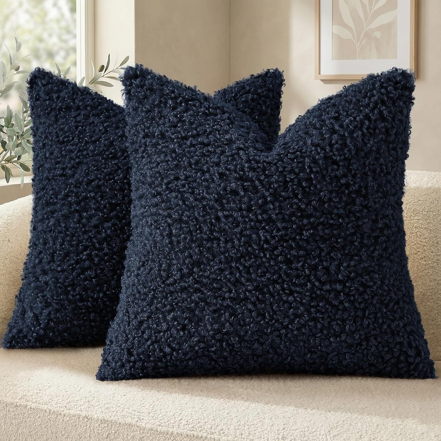 decorUhome 2 Pack Faux Fur Decorative Sherpa Throw Pillow Covers