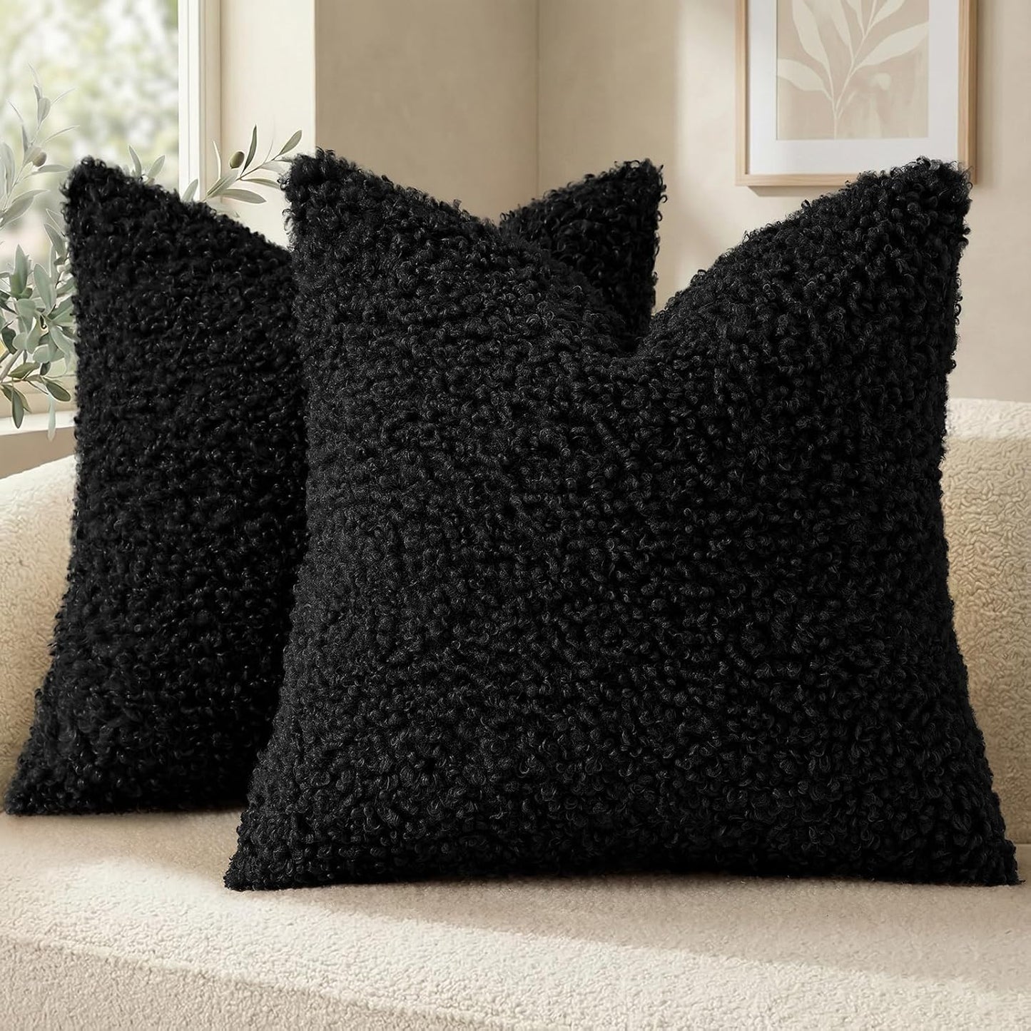decorUhome 2 Pack Faux Fur Decorative Sherpa Throw Pillow Covers