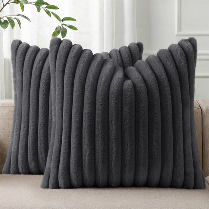 decorUhome Pack of 2 Faux Fur Plush Throw Pillow Covers