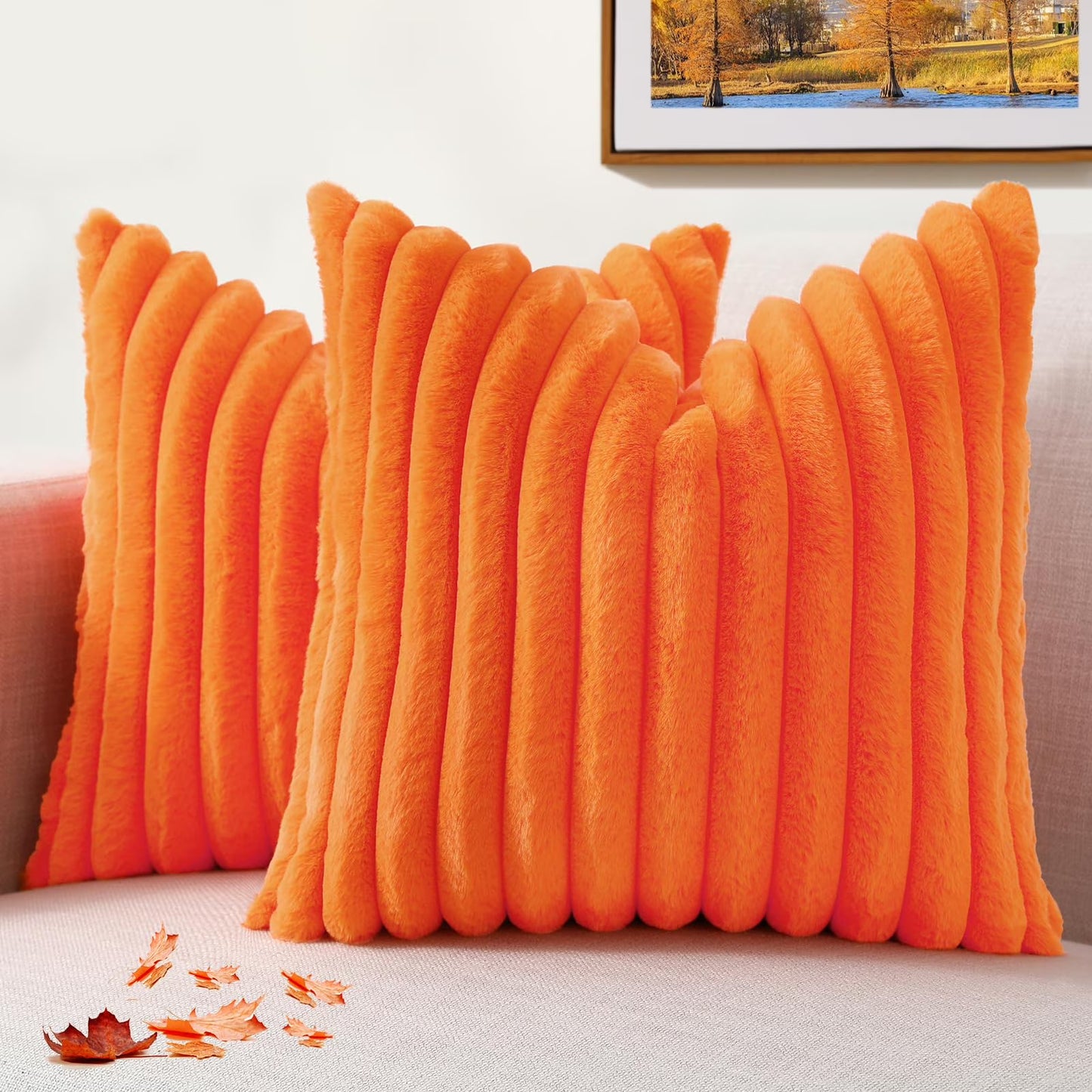 decorUhome Pack of 2 Faux Fur Plush Throw Pillow Covers
