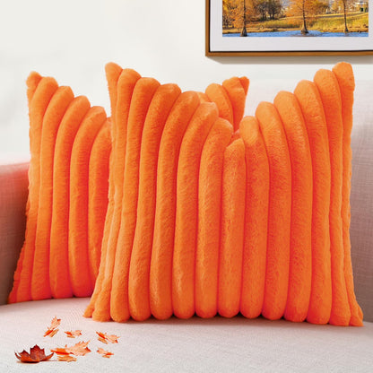 decorUhome Pack of 2 Faux Fur Plush Throw Pillow Covers