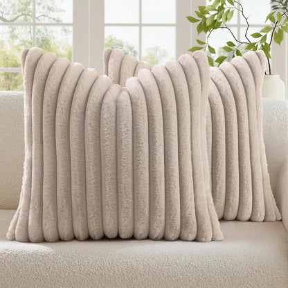 decorUhome Pack of 2 Faux Fur Plush Throw Pillow Covers