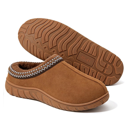 Litfun Men's Memory Foam Fuzzy Slippers Indoor Outdoor Comfy House Shoes Slip on