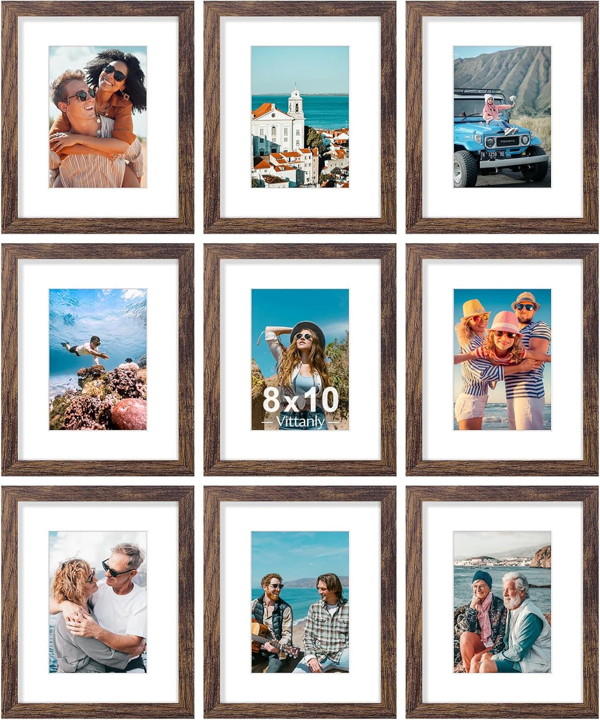 decorUhome 8x10 Black Picture Frame Set of 9