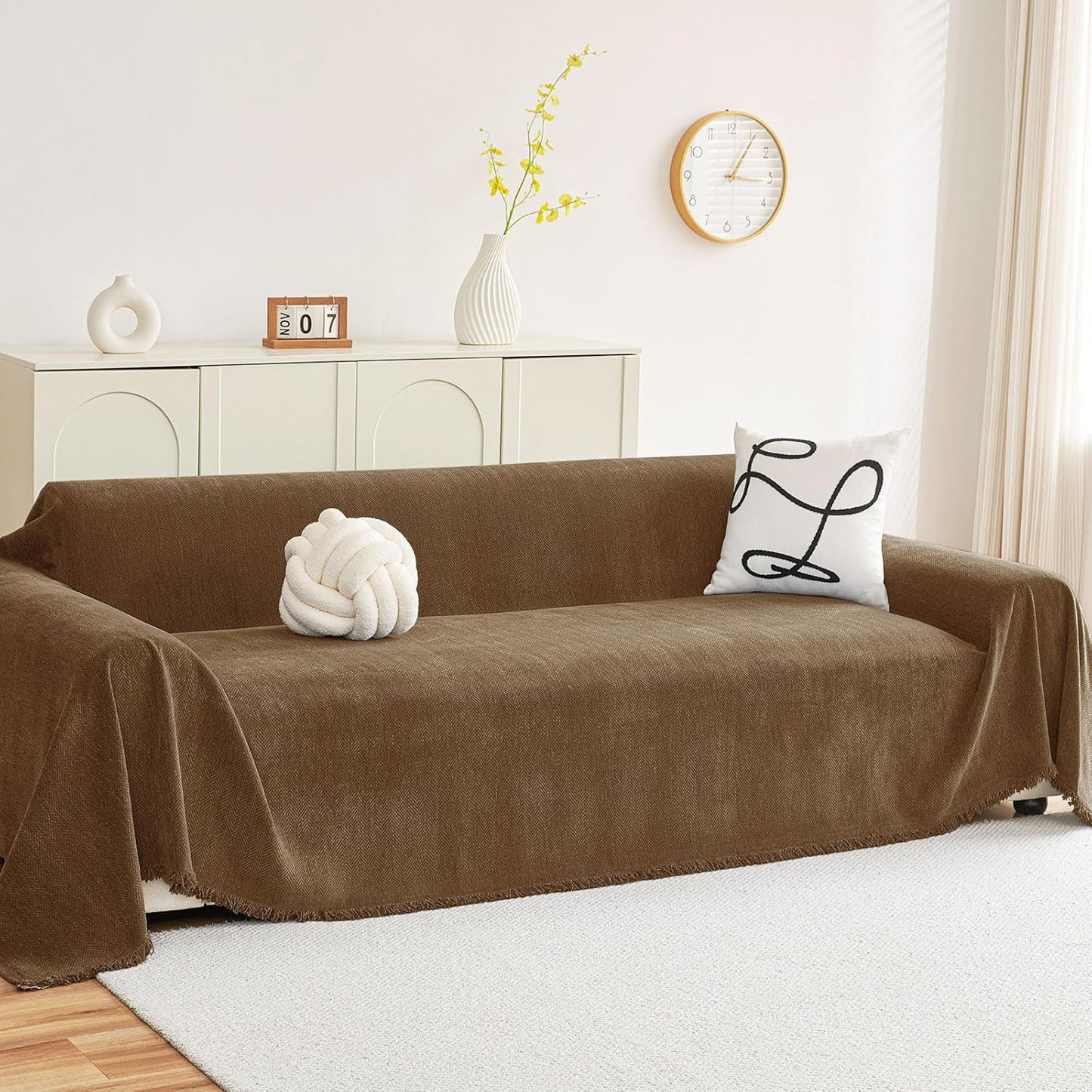 decorUhome Sofa cover for 3-Cushion Couch