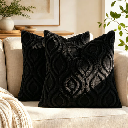Smile Bee  Soft Plush Faux Wool Decorative Pillow Covers Set of 2