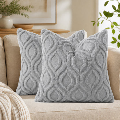 Smile Bee  Soft Plush Faux Wool Decorative Pillow Covers Set of 2