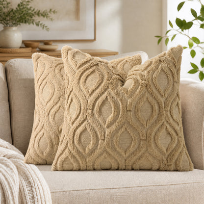Smile Bee  Soft Plush Faux Wool Decorative Pillow Covers Set of 2