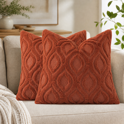 Smile Bee  Soft Plush Faux Wool Decorative Pillow Covers Set of 2