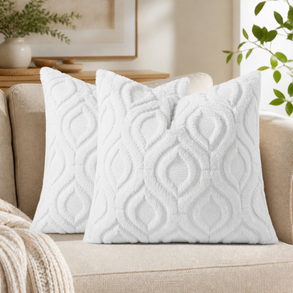 Smile Bee  Soft Plush Faux Wool Decorative Pillow Covers Set of 2