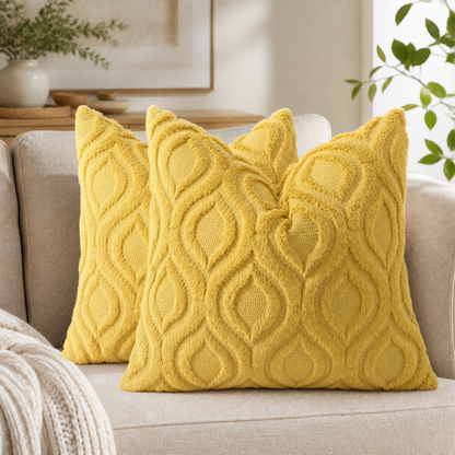 Smile Bee  Soft Plush Faux Wool Decorative Pillow Covers Set of 2