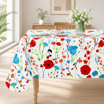 Smile Bee Waterproof Vinyl Tablecloth, Rectangle Table Cover with Flannel Backing