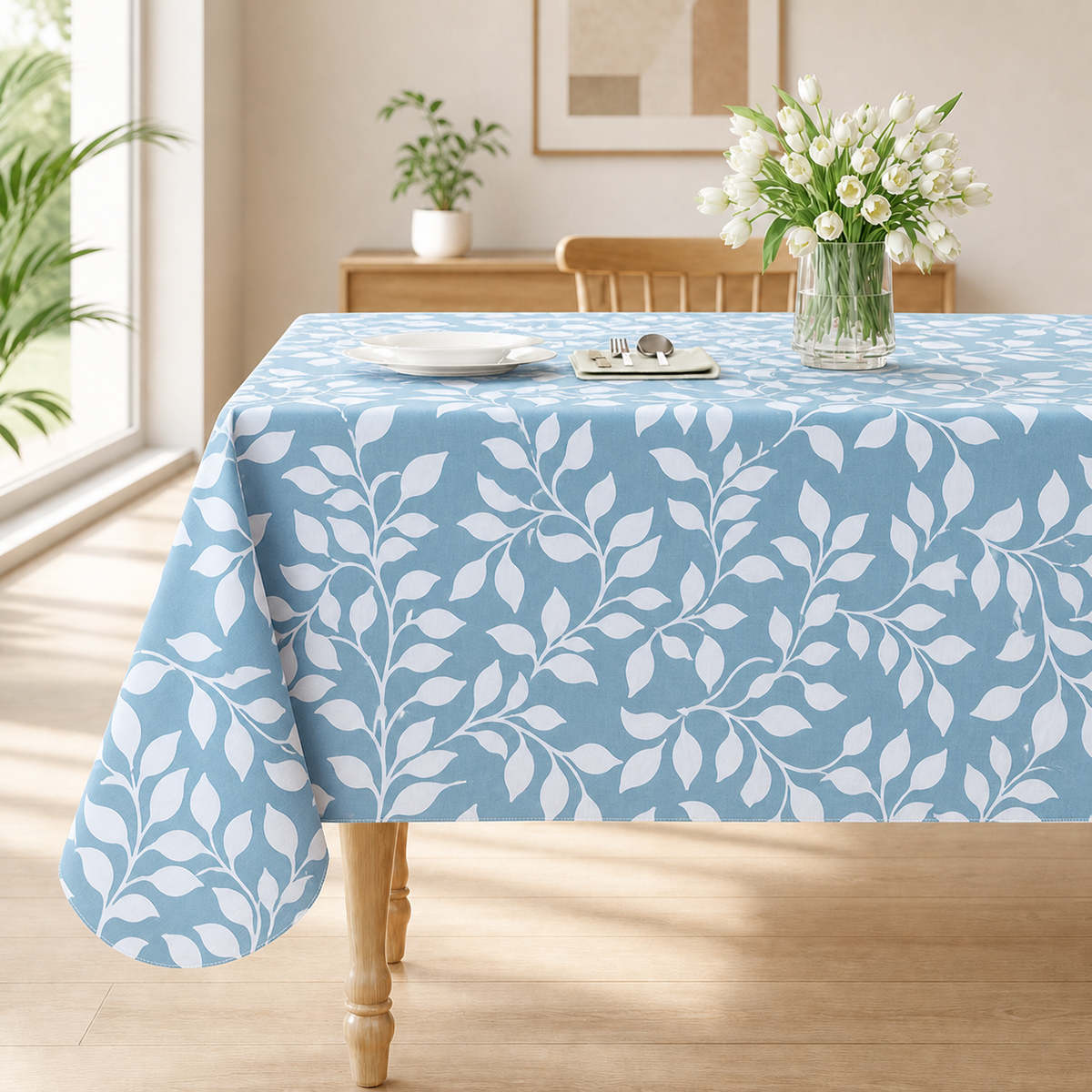 Smile Bee Waterproof Vinyl Tablecloth, Rectangle Table Cover with Flannel Backing