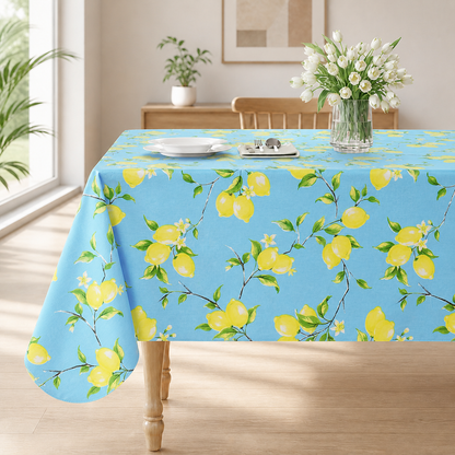 Smile Bee Waterproof Vinyl Tablecloth, Rectangle Table Cover with Flannel Backing