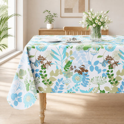 Smile Bee Waterproof Vinyl Tablecloth, Rectangle Table Cover with Flannel Backing