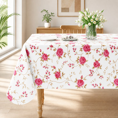 Smile Bee Waterproof Vinyl Tablecloth, Rectangle Table Cover with Flannel Backing