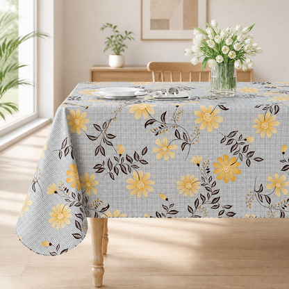 Smile Bee Waterproof Vinyl Tablecloth, Rectangle Table Cover with Flannel Backing