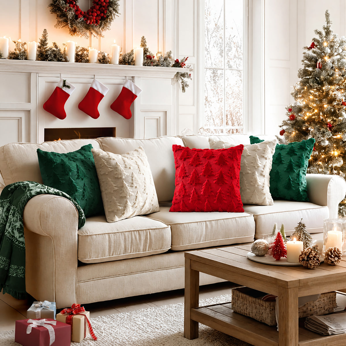 decorUhome Christmas Soft Plush Faux Wool Couch Pillow Cover