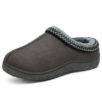 Litfun Men's Memory Foam Fuzzy Slippers Indoor Outdoor Comfy House Shoes Slip on